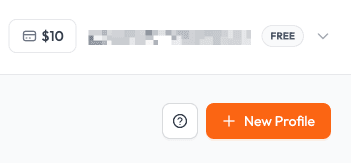 Profile Auto Voter page showing the New Profile button and account credit area