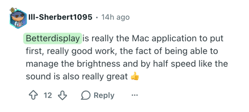 Reddit comment work example showing a positive product recommendation with visible upvotes.