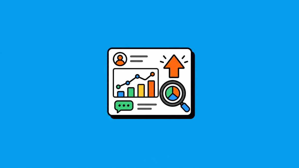 Illustration of a post analytics card with a chart, comments, and a magnifying glass; it is not a Reddit screenshot or measured result.